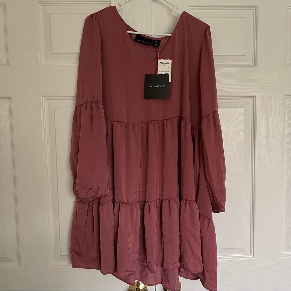 CYNTHIA ROWLEY V-Neck Tiered Mini Shift Dress